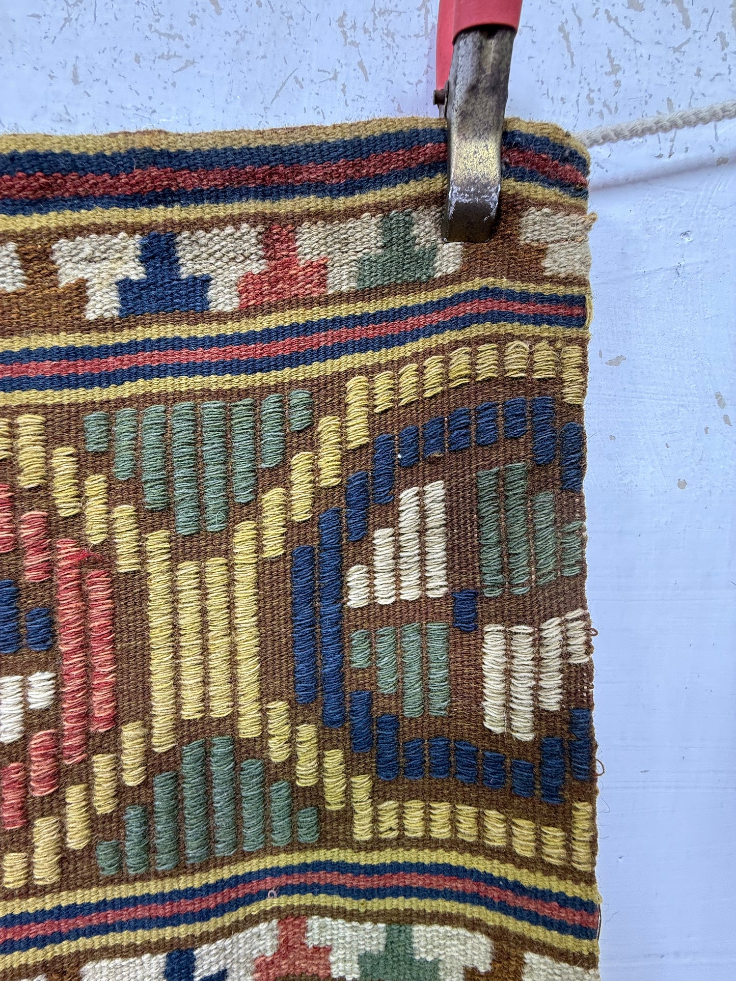 Vintage Fabulous Hand Woven Swedish Scandinavian Wool Weaving Tapestry Kilim Rug Runner Hallway Corridor Area