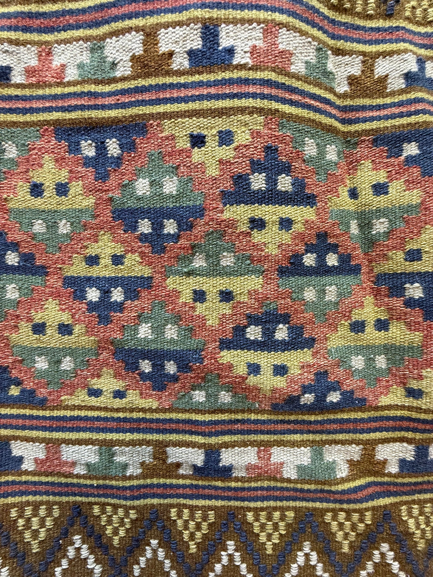 Vintage Fabulous Hand Woven Swedish Scandinavian Wool Weaving Tapestry Kilim Rug Runner Hallway Corridor Area