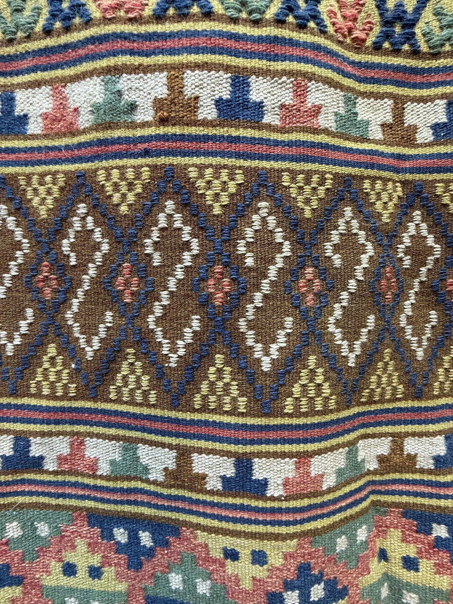 Vintage Fabulous Hand Woven Swedish Scandinavian Wool Weaving Tapestry Kilim Rug Runner Hallway Corridor Area