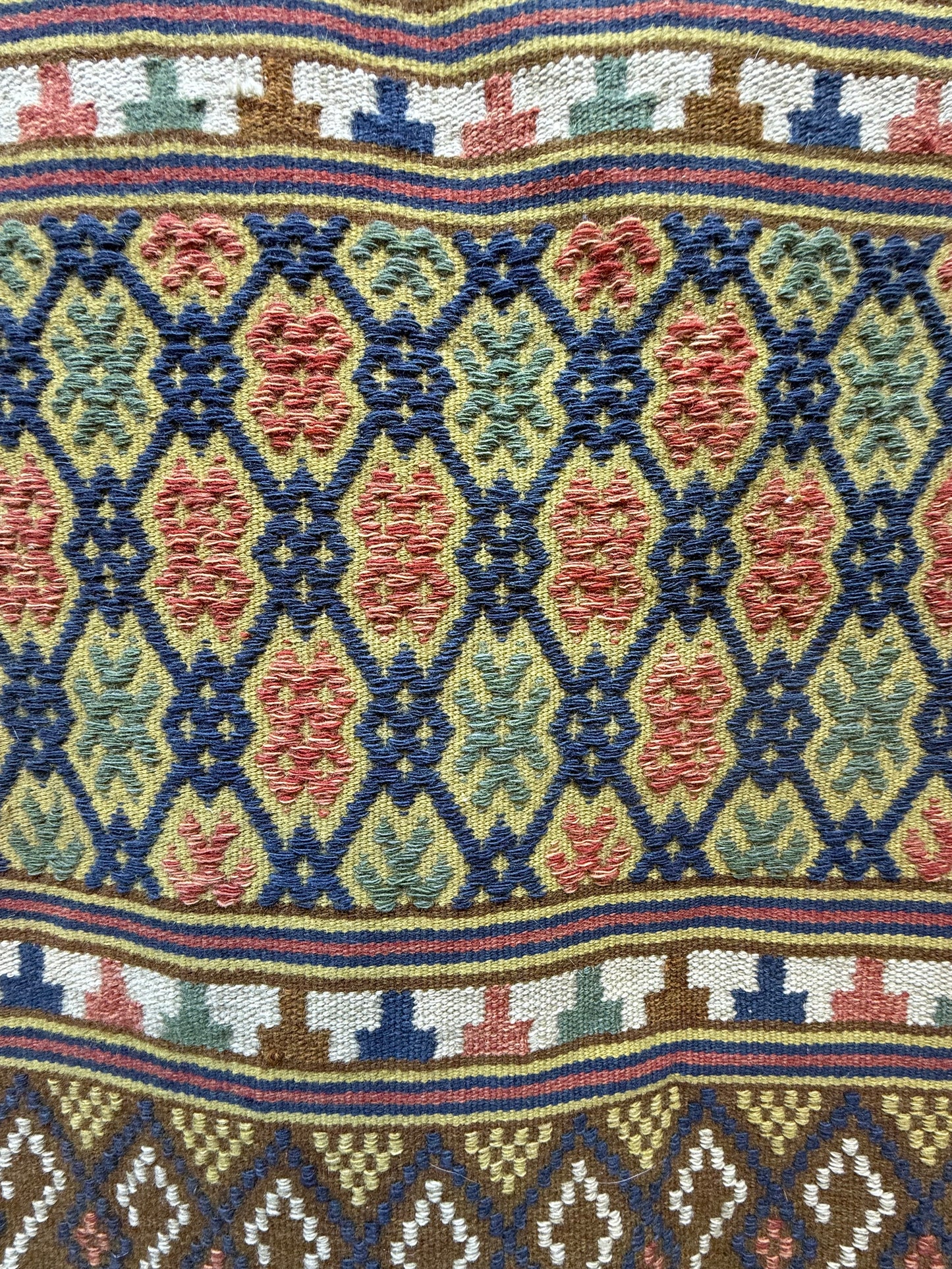 Vintage Fabulous Hand Woven Swedish Scandinavian Wool Weaving Tapestry Kilim Rug Runner Hallway Corridor Area