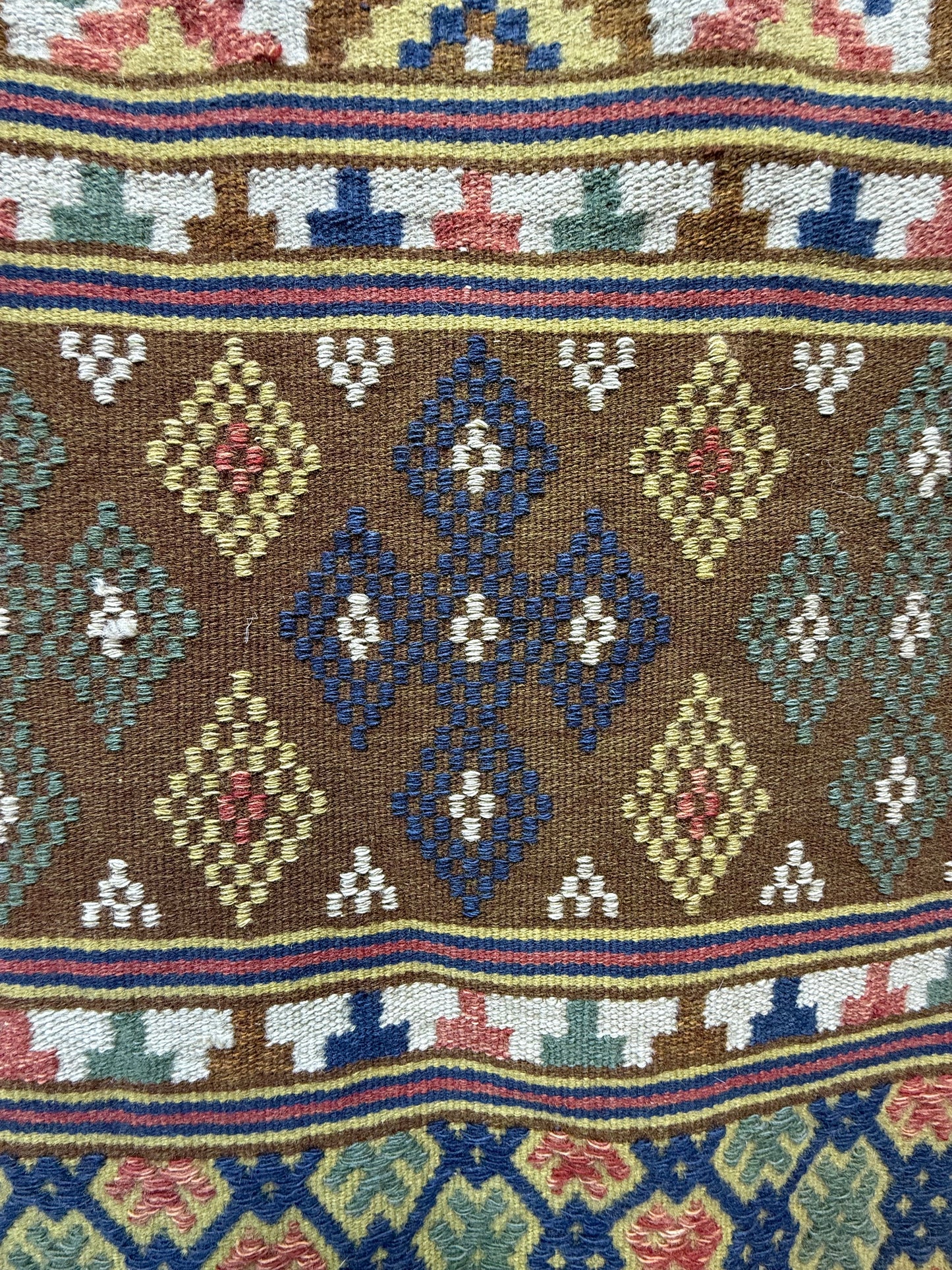 Vintage Fabulous Hand Woven Swedish Scandinavian Wool Weaving Tapestry Kilim Rug Runner Hallway Corridor Area