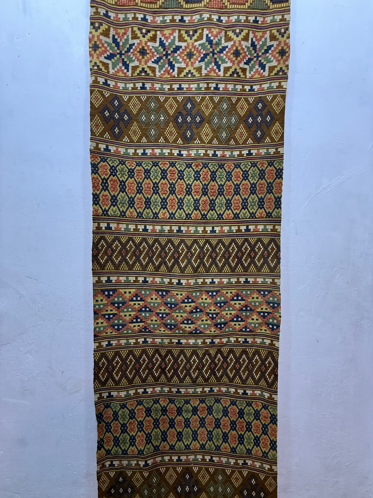 Vintage Fabulous Hand Woven Swedish Scandinavian Wool Weaving Tapestry Kilim Rug Runner Hallway Corridor Area