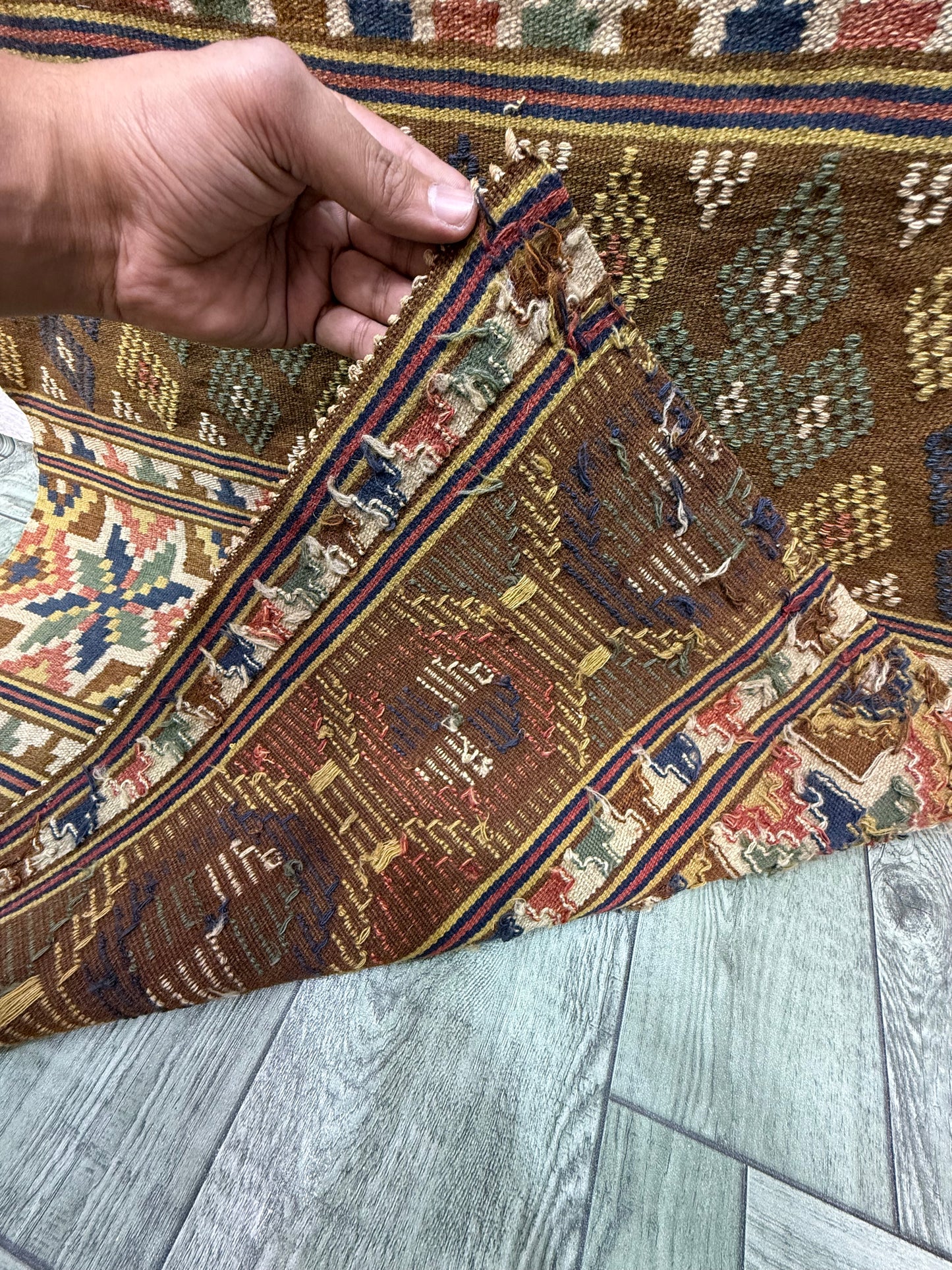 Vintage Fabulous Hand Woven Swedish Scandinavian Wool Weaving Tapestry Kilim Rug Runner Hallway Corridor Area