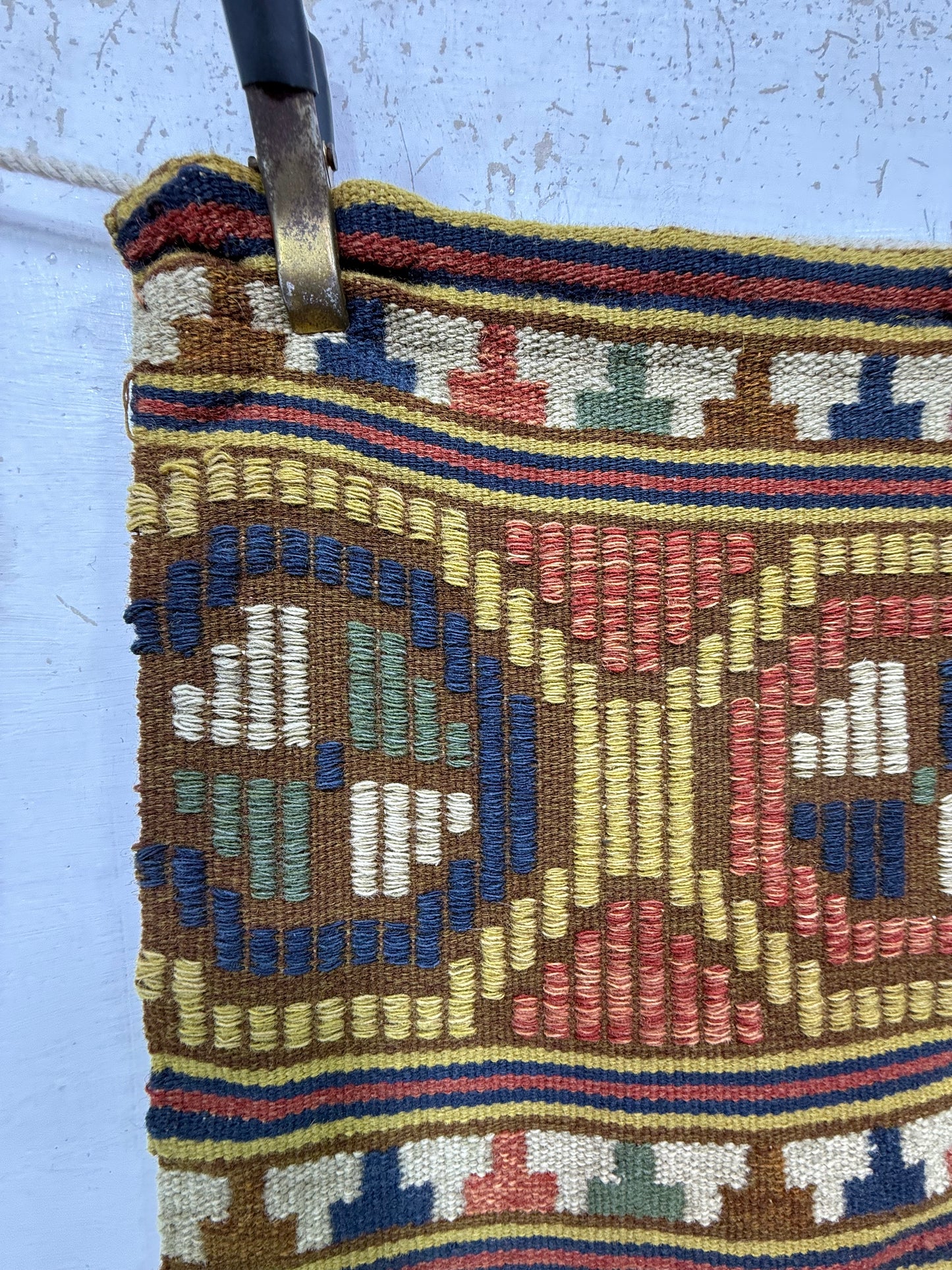 Vintage Fabulous Hand Woven Swedish Scandinavian Wool Weaving Tapestry Kilim Rug Runner Hallway Corridor Area