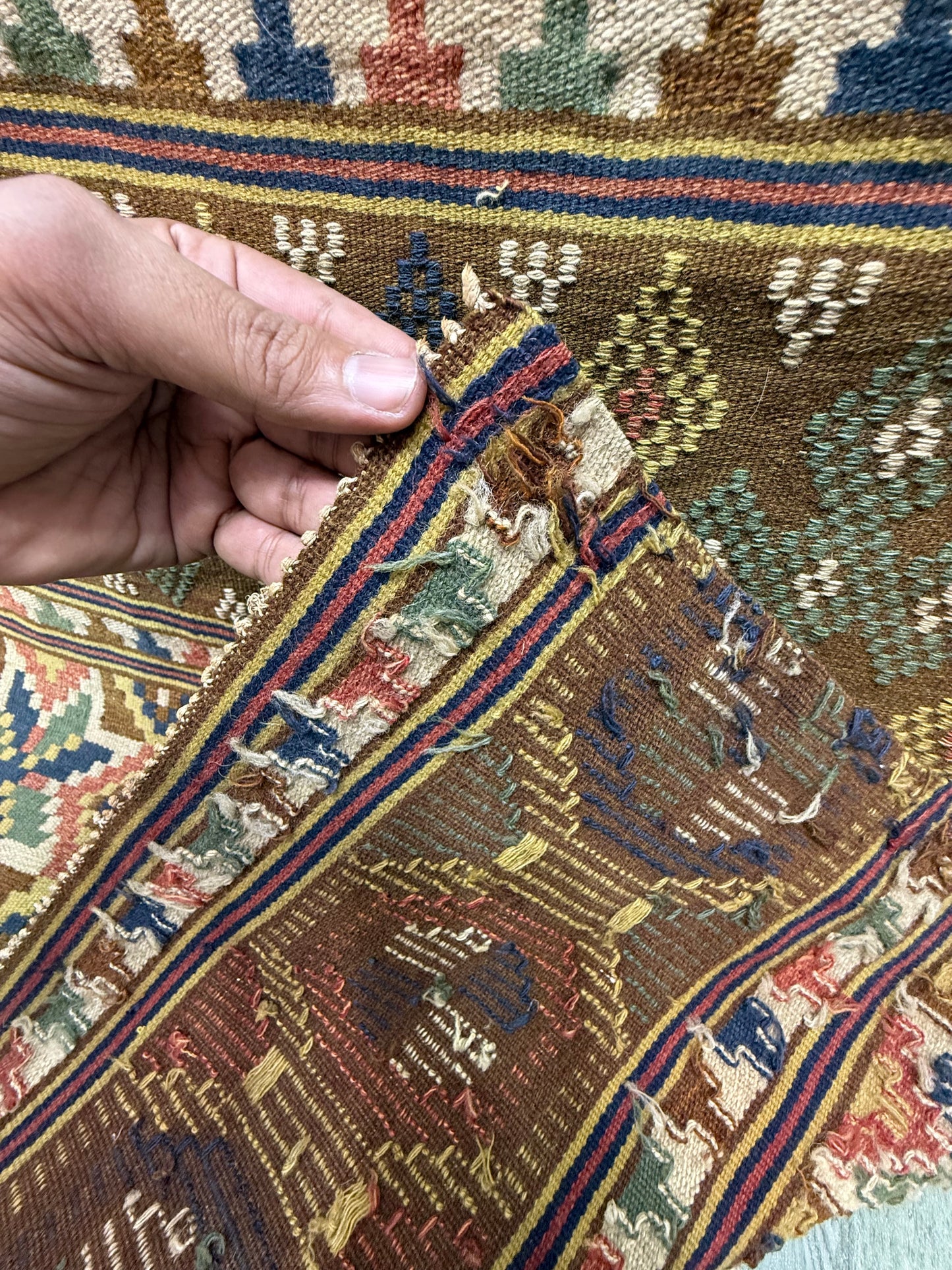 Vintage Fabulous Hand Woven Swedish Scandinavian Wool Weaving Tapestry Kilim Rug Runner Hallway Corridor Area