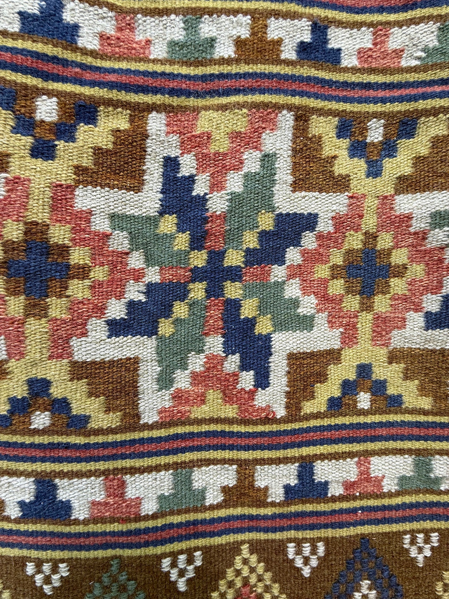 Vintage Fabulous Hand Woven Swedish Scandinavian Wool Weaving Tapestry Kilim Rug Runner Hallway Corridor Area
